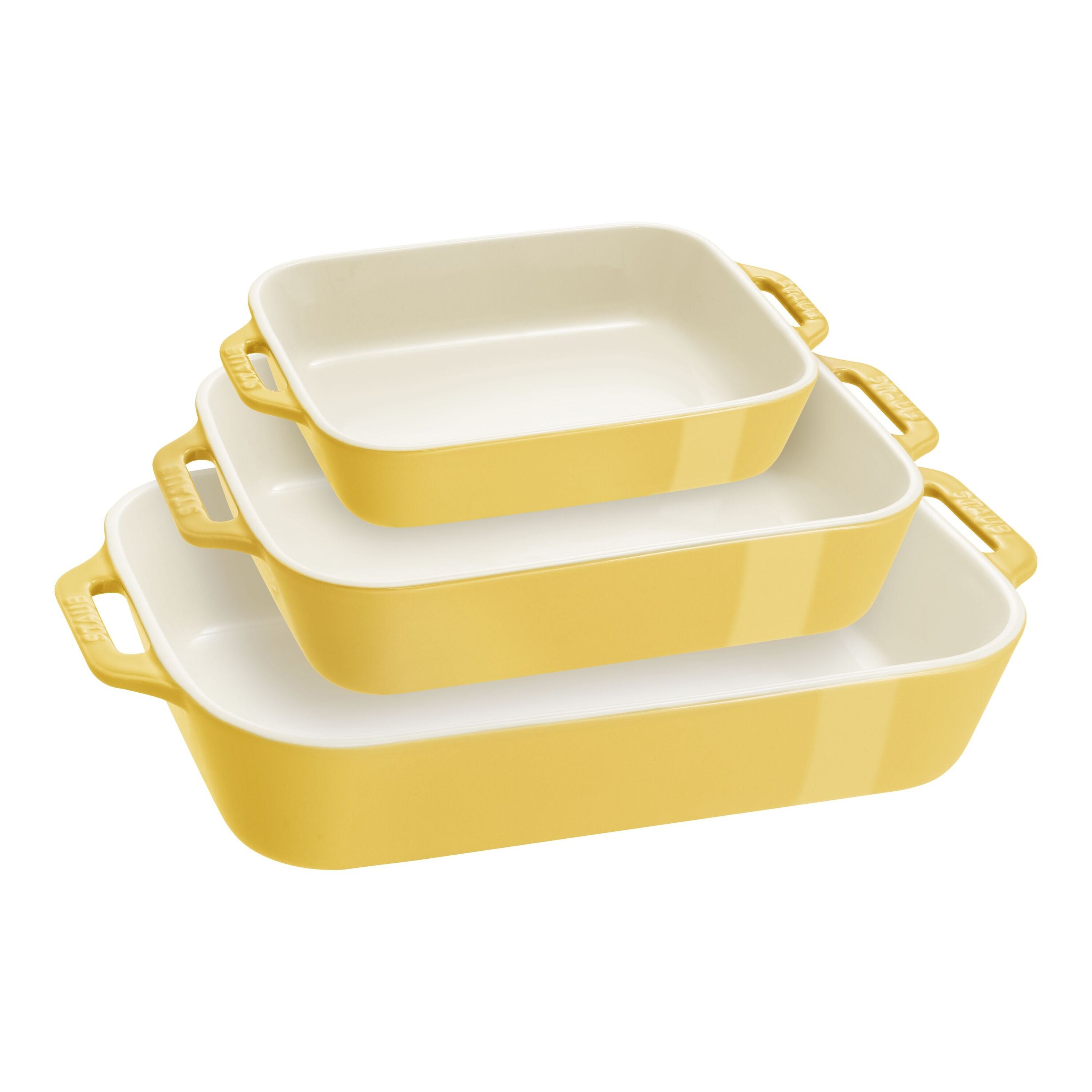 STAUB Ceramique Rectangular Baking Dish Set Citron 3 Piece-0