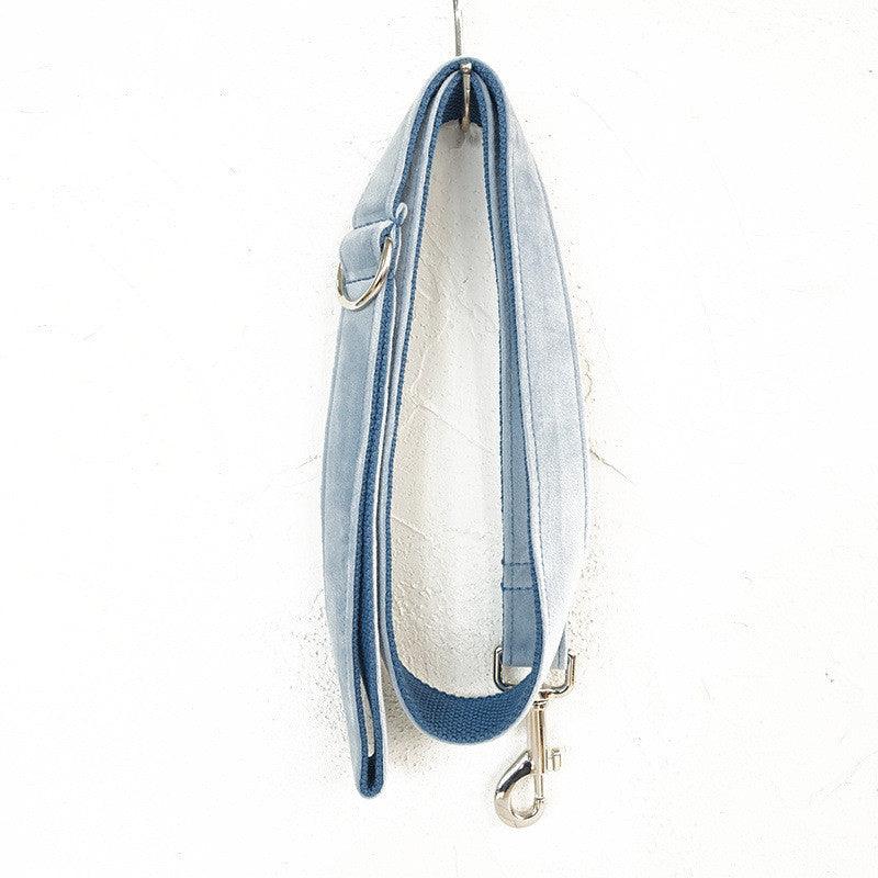 Luxury Sky Blue Velvet Pet Collar-2