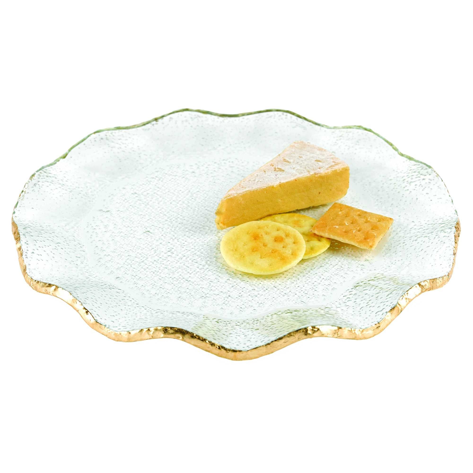 13 Mouth Blown Wavy Edge Gold Leaf Platter Or Charger-1