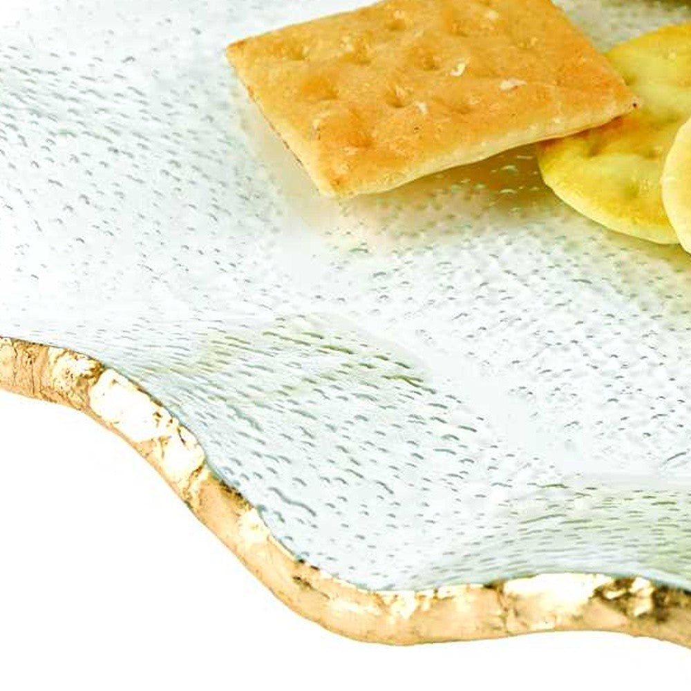 13 Mouth Blown Wavy Edge Gold Leaf Platter Or Charger-3