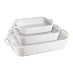STAUB Ceramique Rectangular Baking Dish Set White 3 Piece-0