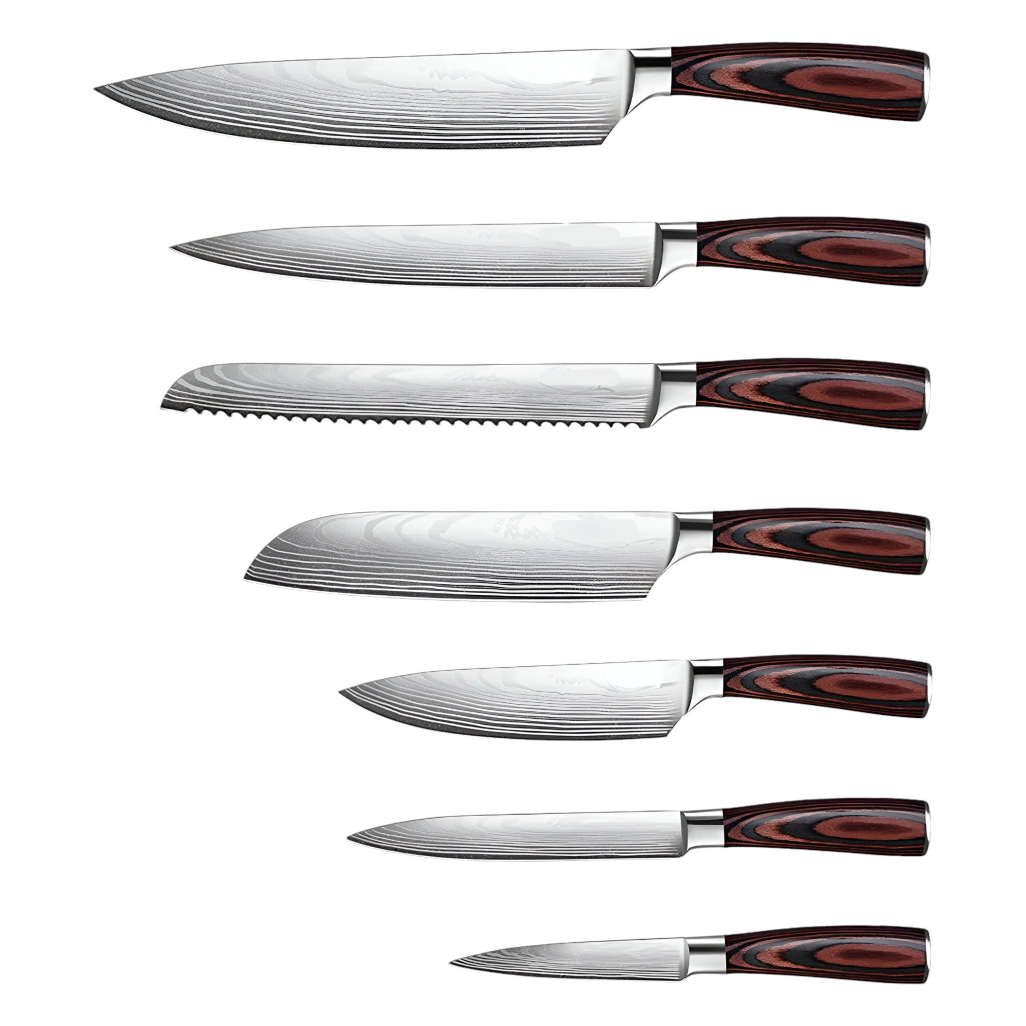 Black And Brown Wood Seven Piece Cutlery Set-4