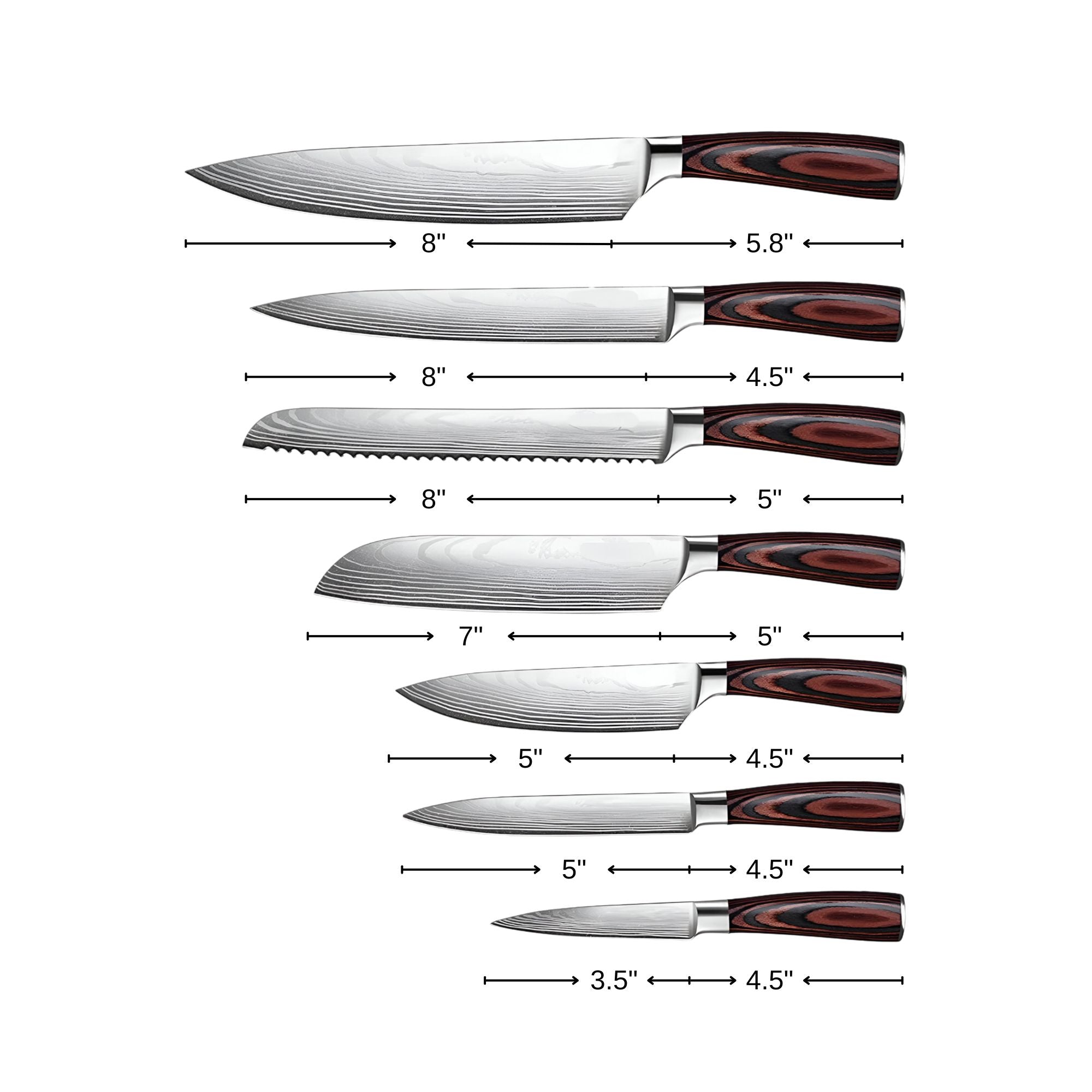 Black And Brown Wood Seven Piece Cutlery Set-8