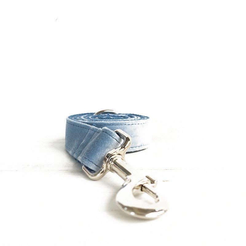 Luxury Sky Blue Velvet Pet Collar-3