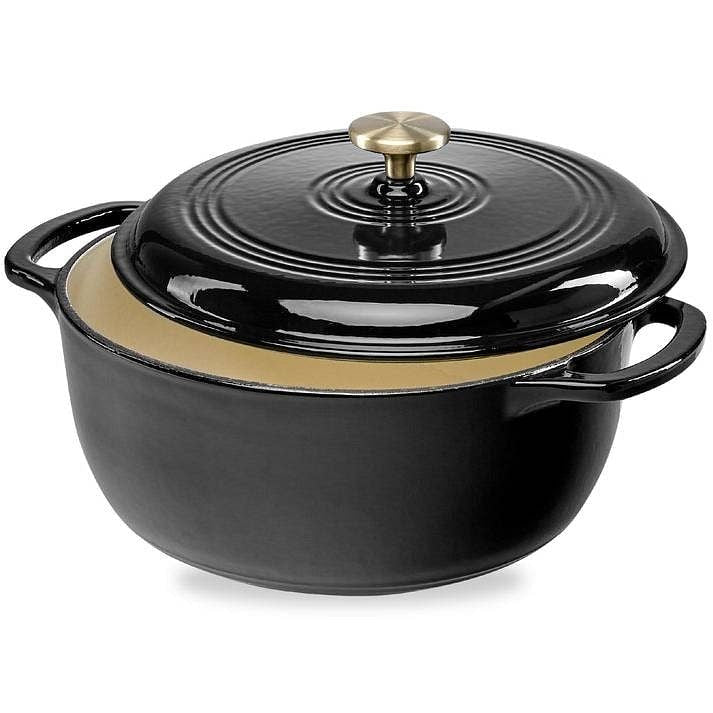 6 Quart Large Black Enamel Cast-Iron Dutch Oven Kitchen Cookware-2