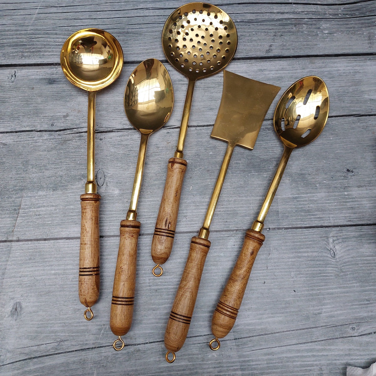 Brass Serving/Cooking Ladles - Set Of 5-1