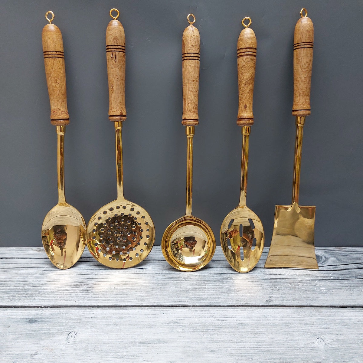 Brass Serving/Cooking Ladles - Set Of 5-2