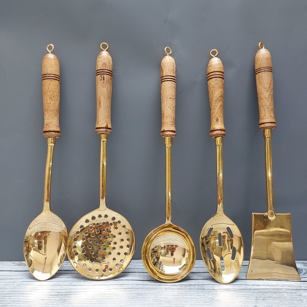 Brass Serving/Cooking Ladles - Set Of 5-3