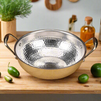 Pure Brass Kadhai Set With Tin Coating Inside | Cooking Ware kadhai Set With Lid- 2.5 Ltr-1