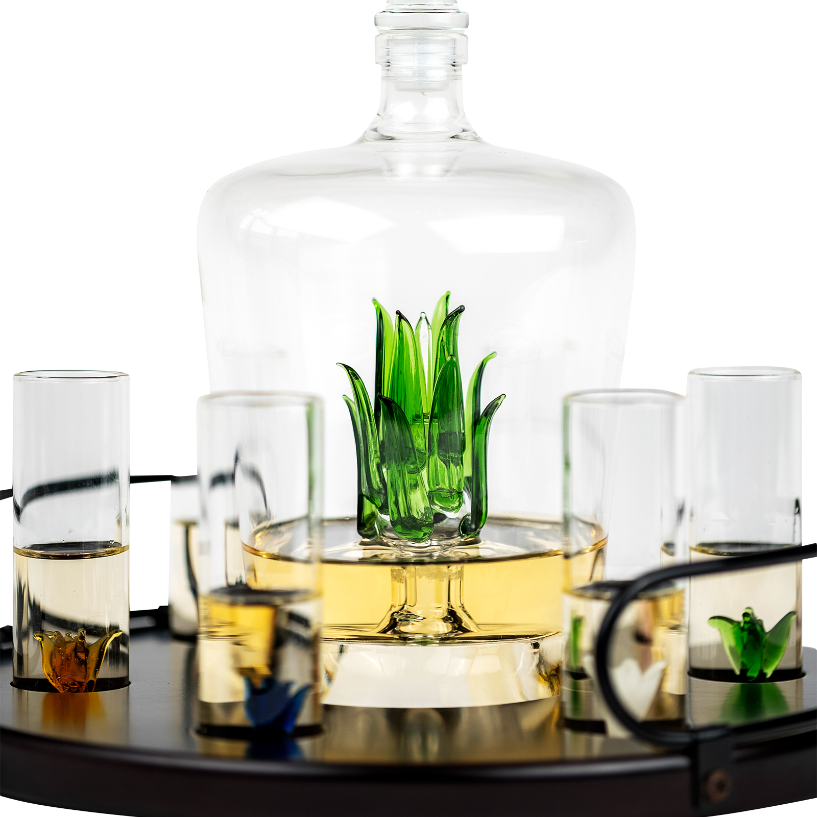 Tequila Decanter Tequila Glasses Set with Agave Decanter and 6 Agave Shot Glass With Stand, Perfect for Gifts for Tequila Lovers, 750mL Bottle, 3 OZ Shot Glass Party Decorations Cinco De Mayo (Agave)-3