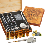 Tequila Shot Glass & Salt Gift Set for Men & Women | Six Agave Shot Glasses, Knife For Limes, One Skull Coaster, One Salt Tin | Skeleton Mahogany Wood Box Package For Tequila, Liquor Lovers-0
