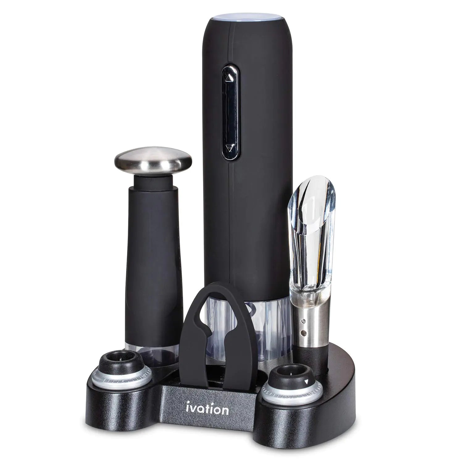 Ivation Electric Wine Opener Set – Cordless Automatic Corkscrew with Aerator & Preserver