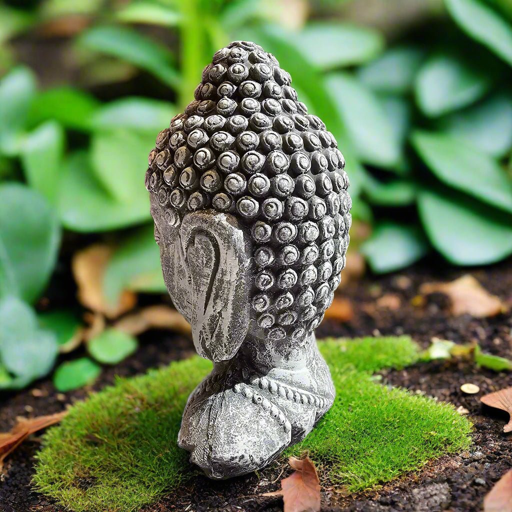 Enlightened Buddha Head Statue (11" x 4")-3