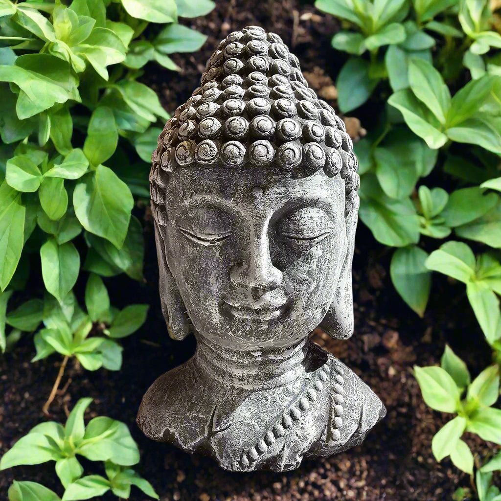 Enlightened Buddha Head Statue (11" x 4")-0