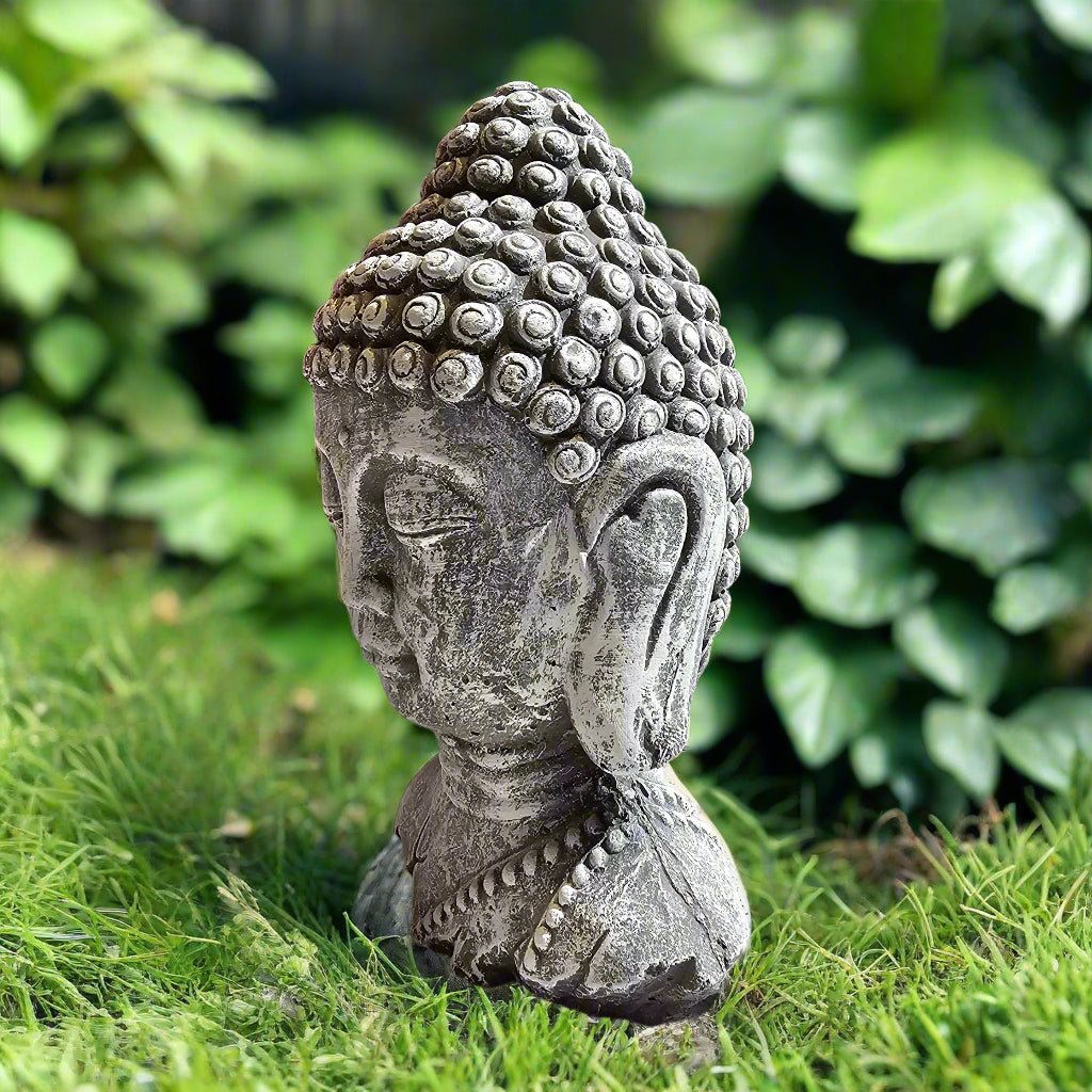 Enlightened Buddha Head Statue (11" x 4")-2