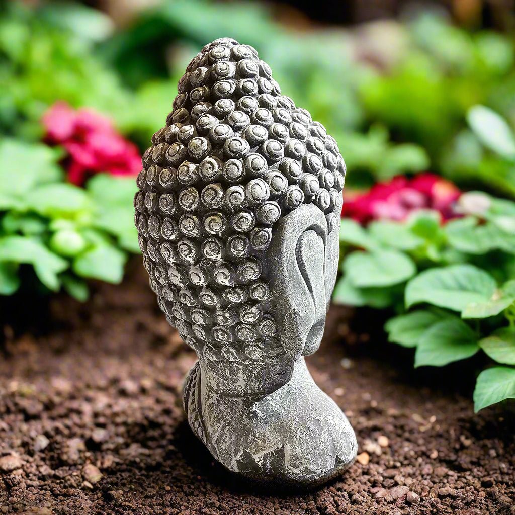 Enlightened Buddha Head Statue (11" x 4")-4
