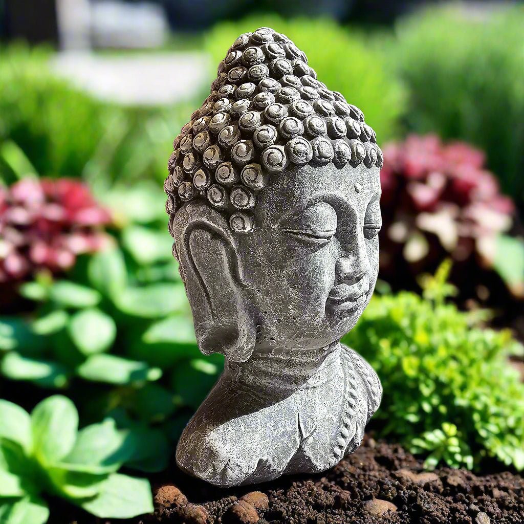Enlightened Buddha Head Statue (11" x 4")-1