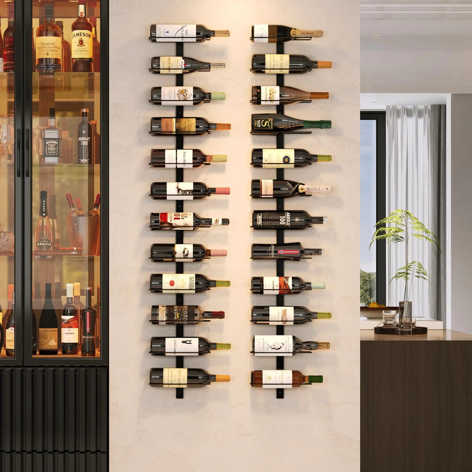 24-Bottle Wall Mounted Wine Rack – Modular Metal Storage & Display