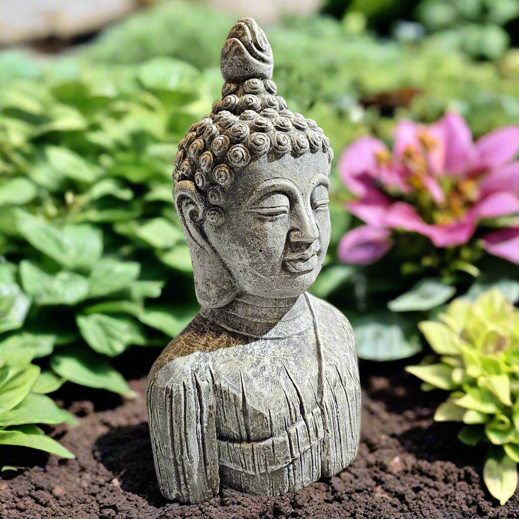Earthy Wood Grain Buddha Statue (16.8" x 8")-0